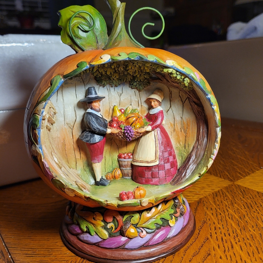 Jim Shore "Blessings Of The Harvest" Lighted Pumpkin Figurine